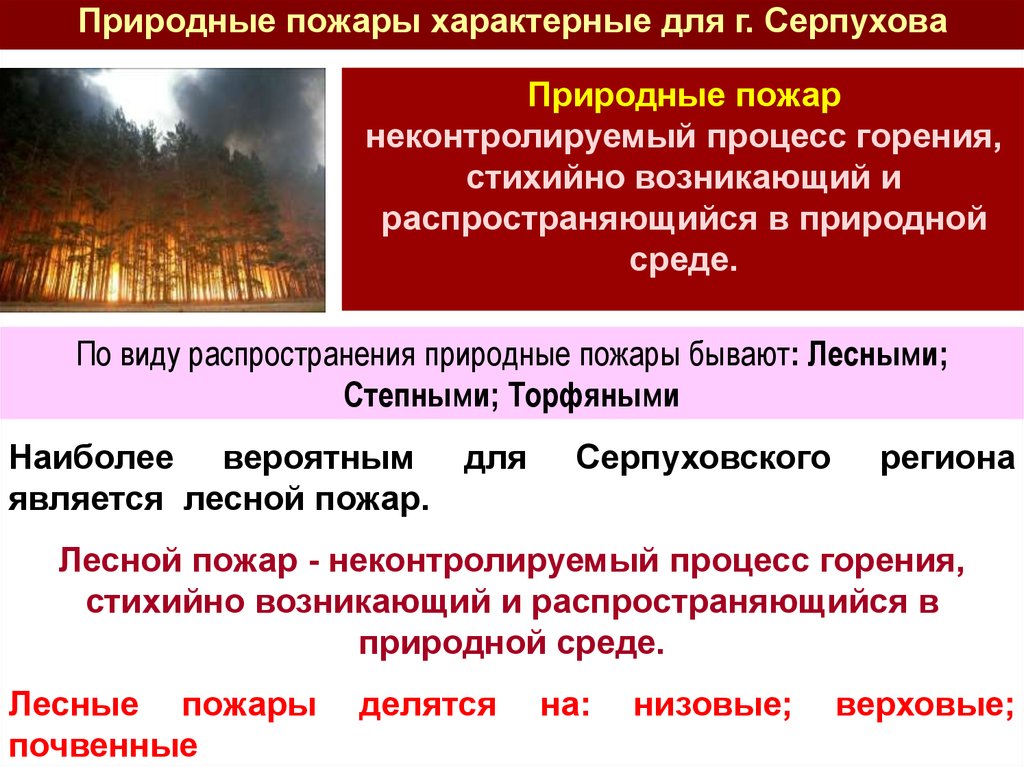 Природные пожары характерные для г. Серпухова