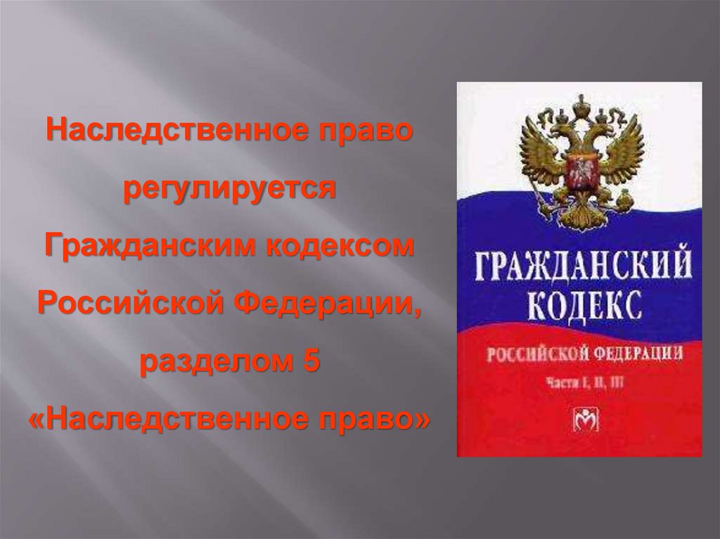 Презентация кодекс. Наследственное право ГК. Наследственное право регулируется. Наследственном праве Российской Федерации. Гражданский кодекс наследственное право.