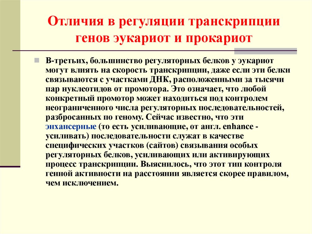 Регуляция активности генов у эукариот