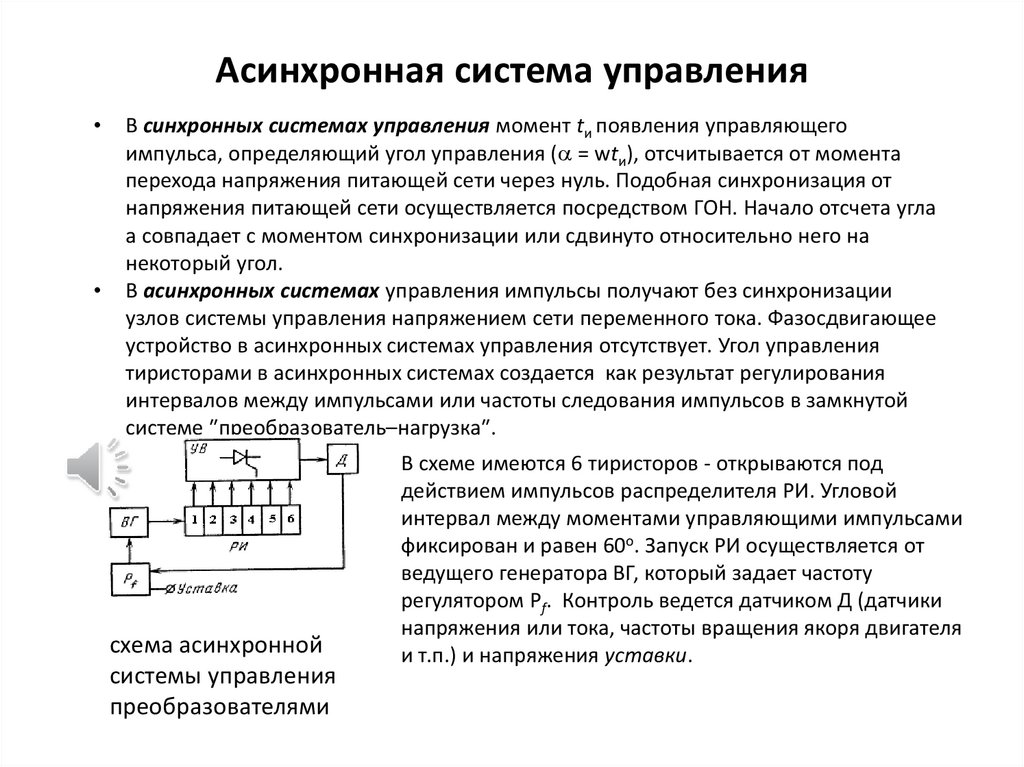 Система управления преобразователем. Система управления тиристорами. Система управления выпрямителей. Асинхронные системы. Управление тиристорным выпрямителем.