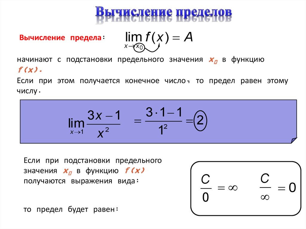 Укажите какие пределы. Вычисление пределов с использованием свойства непрерывности. Вычислить значение предела. Приёмы вычисления пределов. Вычисление пределов функции.