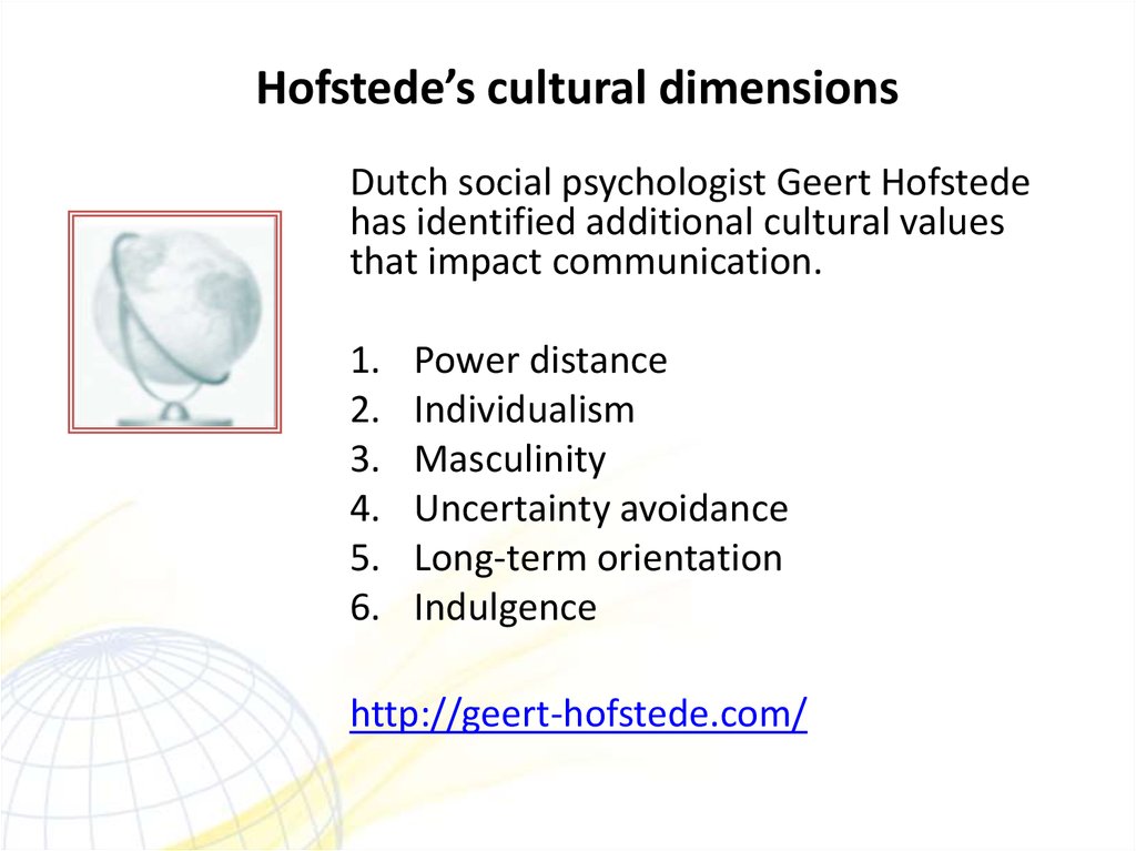 Hofstede’s cultural dimensions
