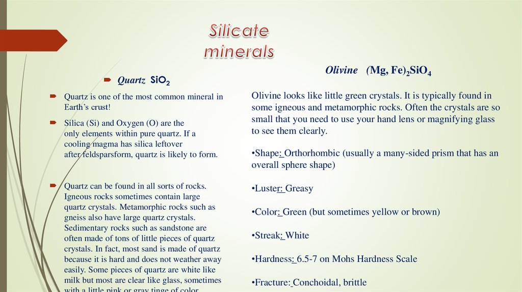Silicate minerals