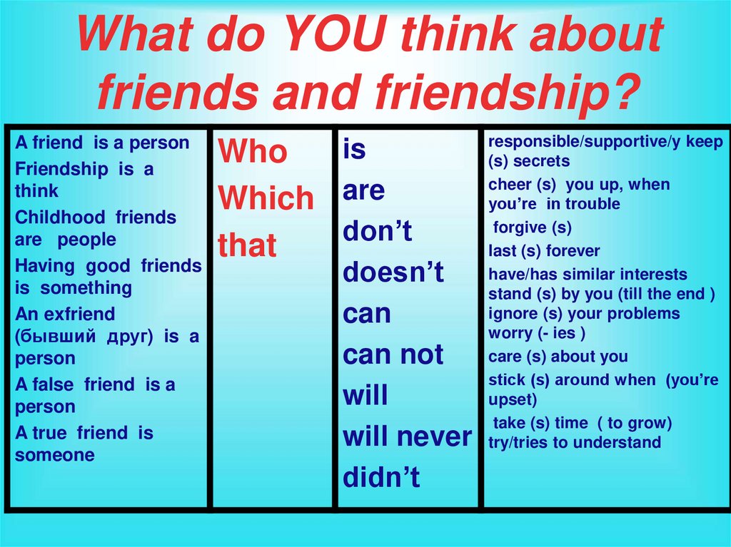 What do YOU think about friends and friendship? 