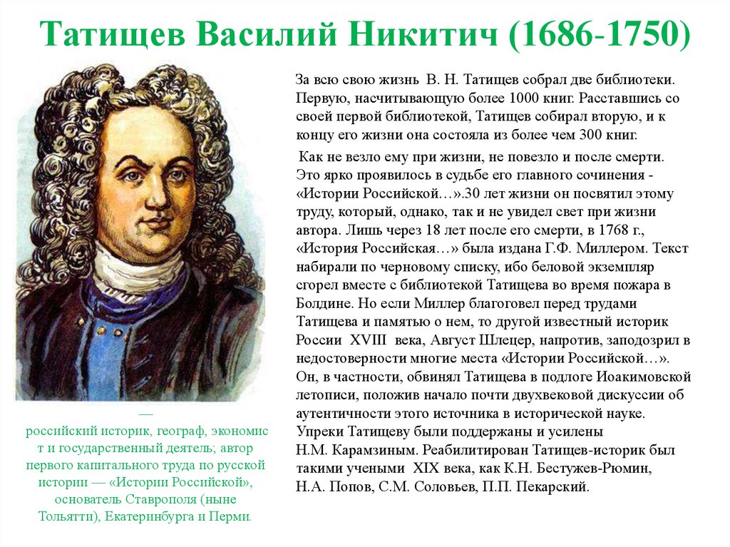 Де генин слово информация. В. Татищев (1686-1750). В.Н. Татищев (1686–1750) слайды.