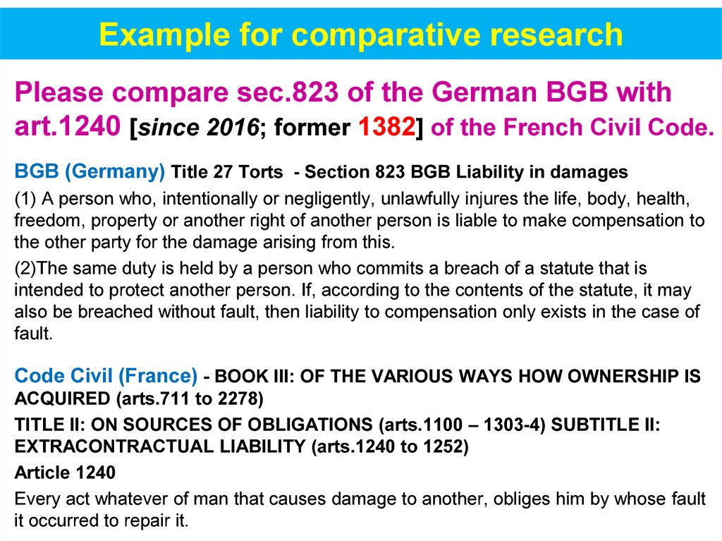 Example for comparative research