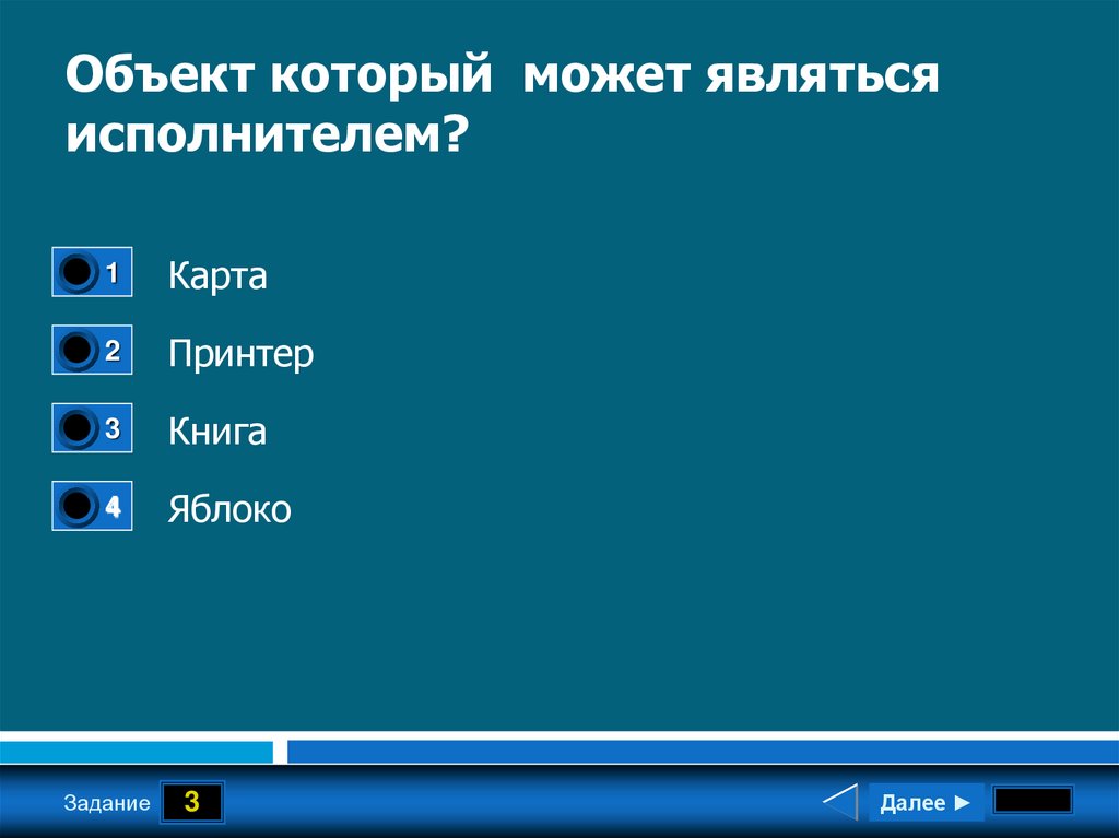 Какой из объектов может являться исполнителем алгоритма карта