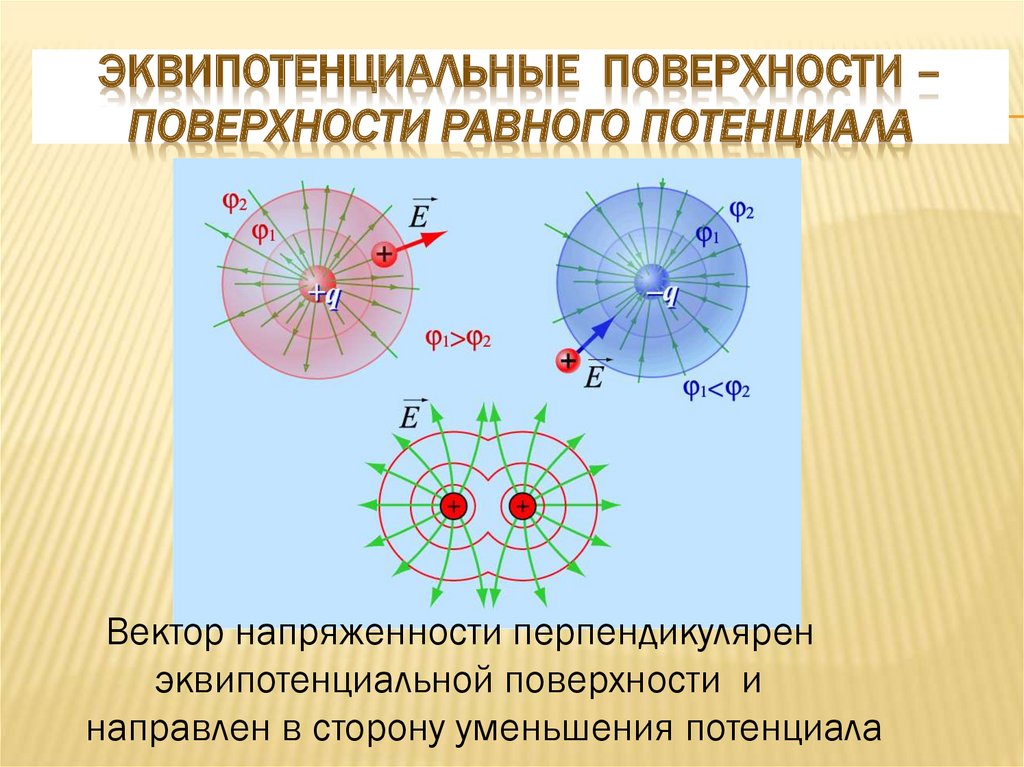 На рисунке представлена картина эквипотенциальных поверхностей