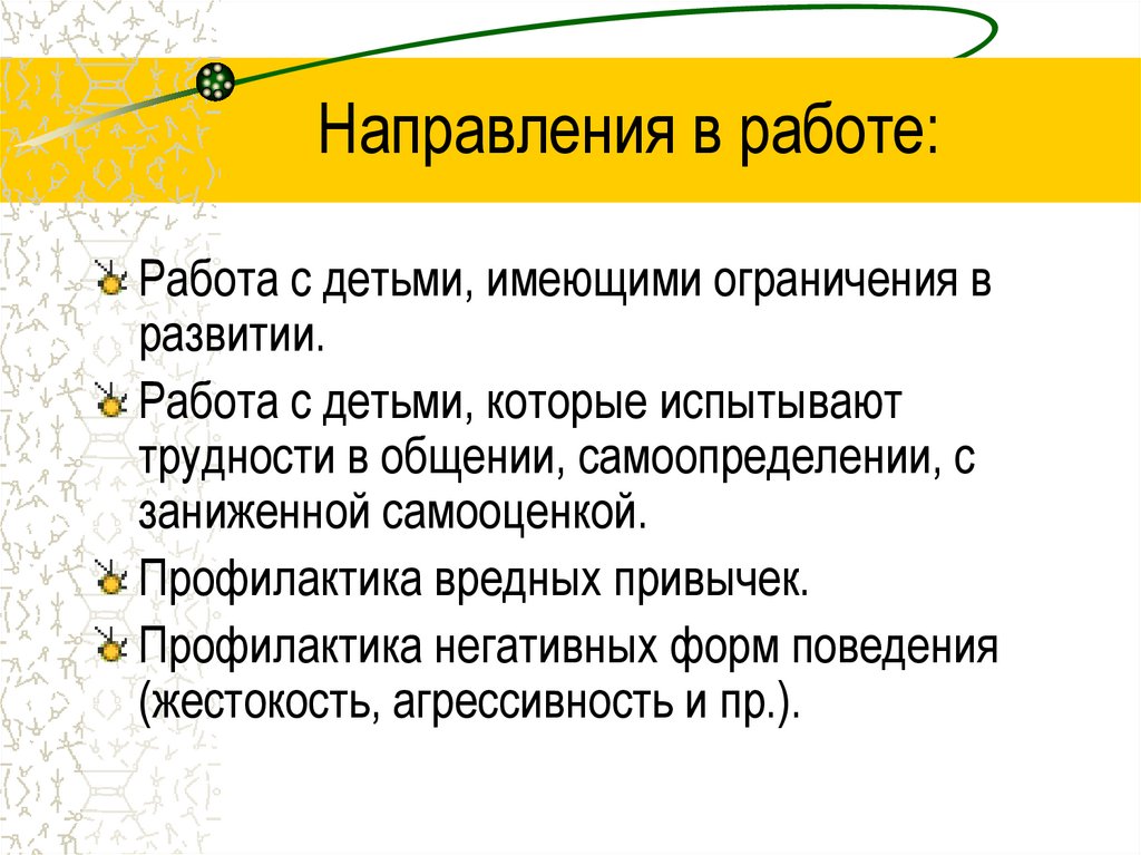 Направления в работе:
