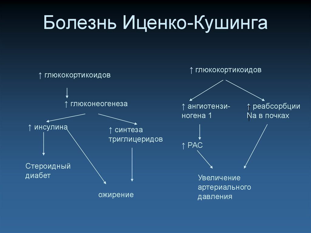 Схема этиологии и патогенеза болезни иценко кушинга