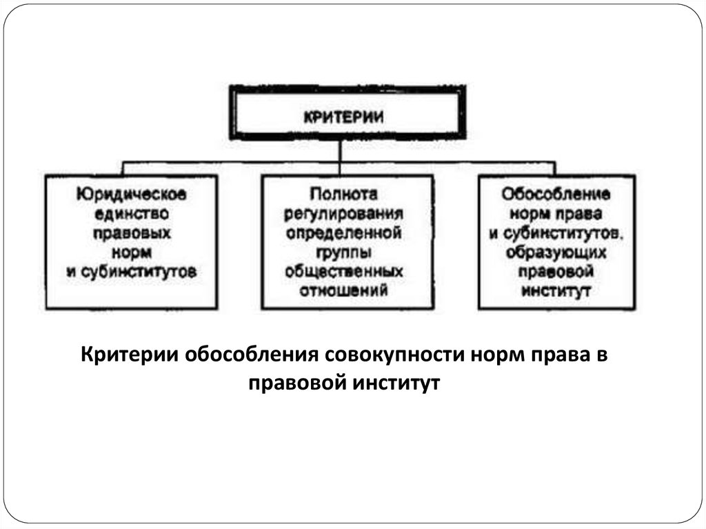 Юридические критерии. Институты и субинституты финансового права. Критерии правовых норм. Критерии правовых институтов. Критерии системы права.