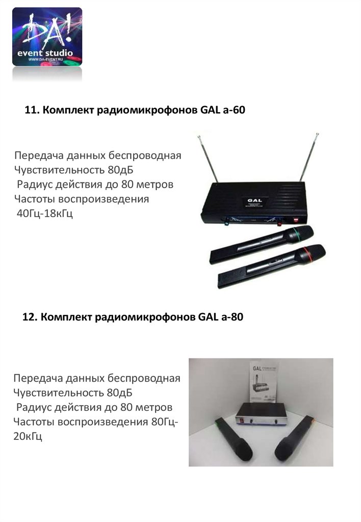Перечень аппаратуры для мероприятия - презентация онлайн
