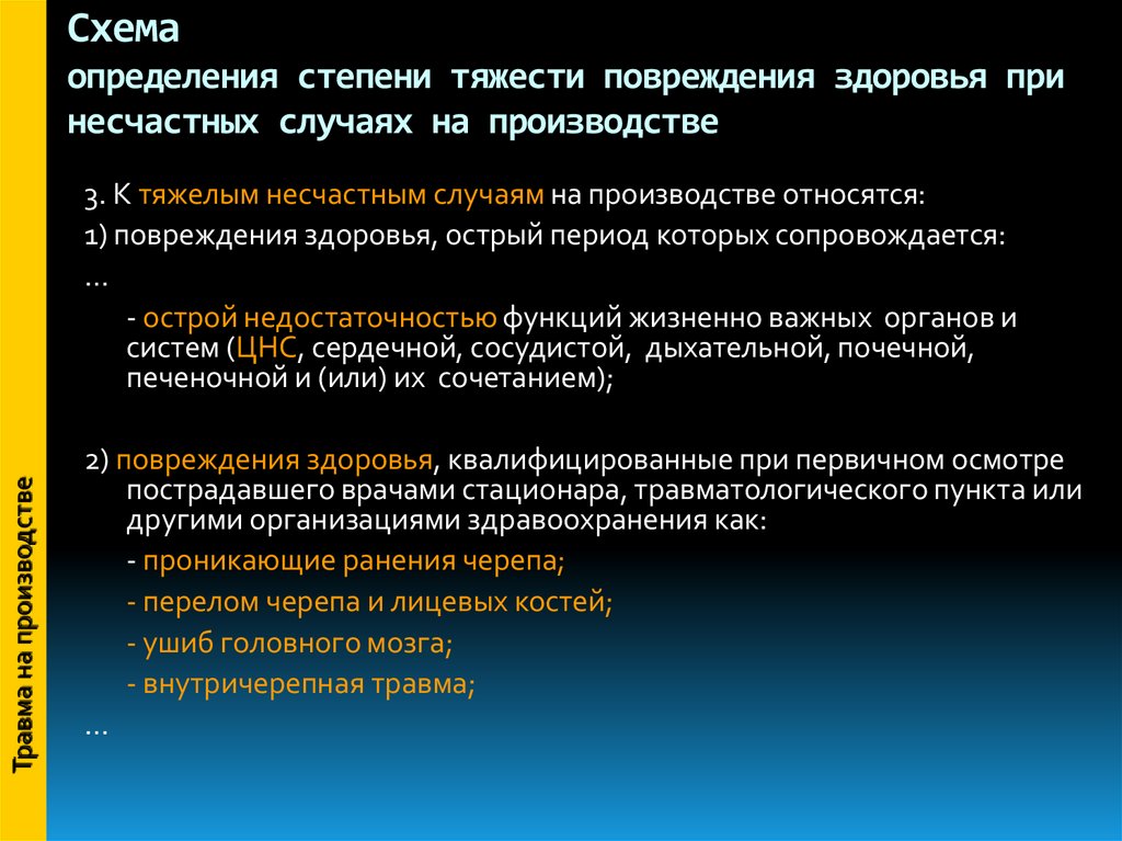 Схема определения степени тяжести повреждения здоровья при несчастных случаях на производстве 2021