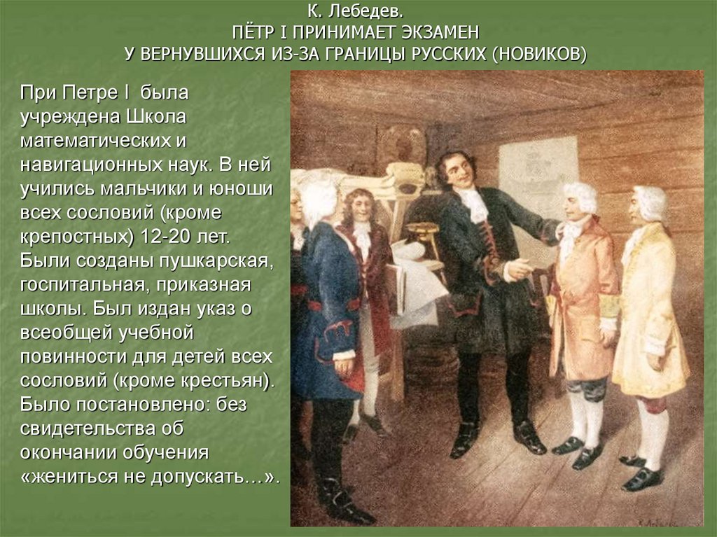 Чему и как учились в россии при петре 1 презентация 4 класс школа 21 века