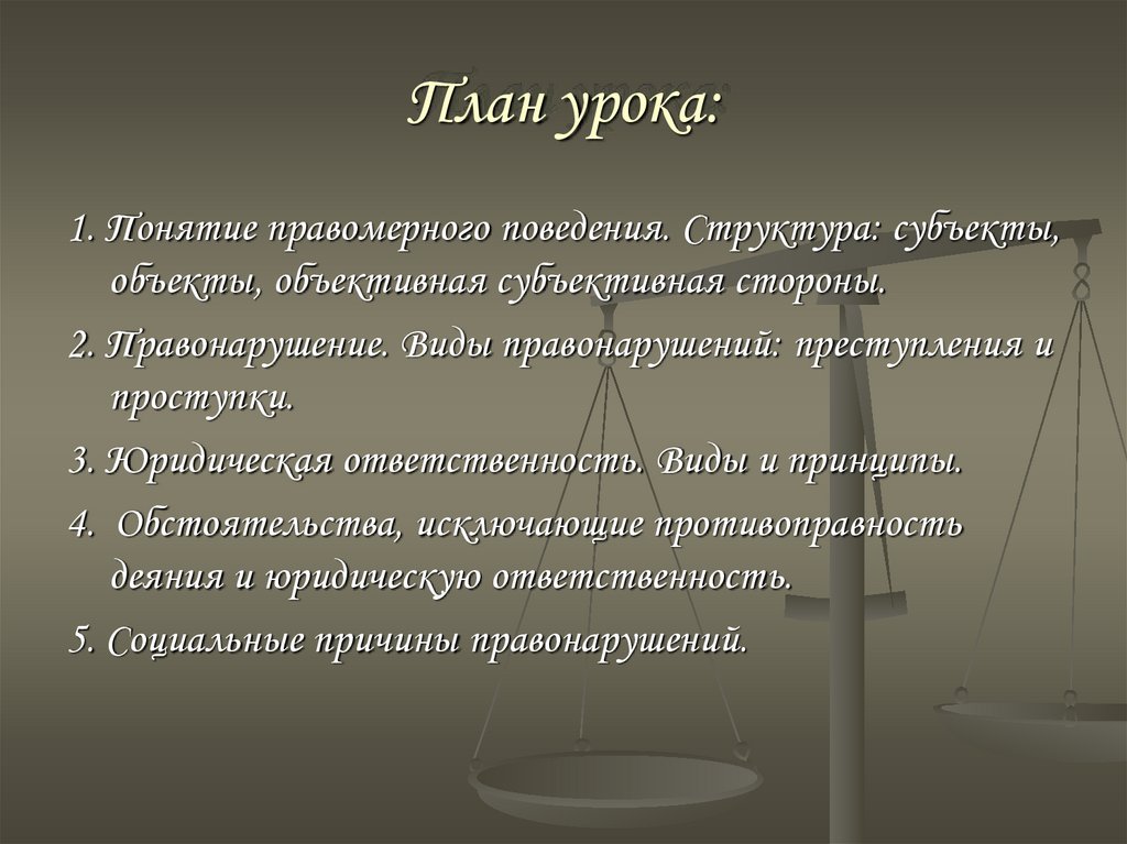 План по теме понятие и виды юридической ответственности