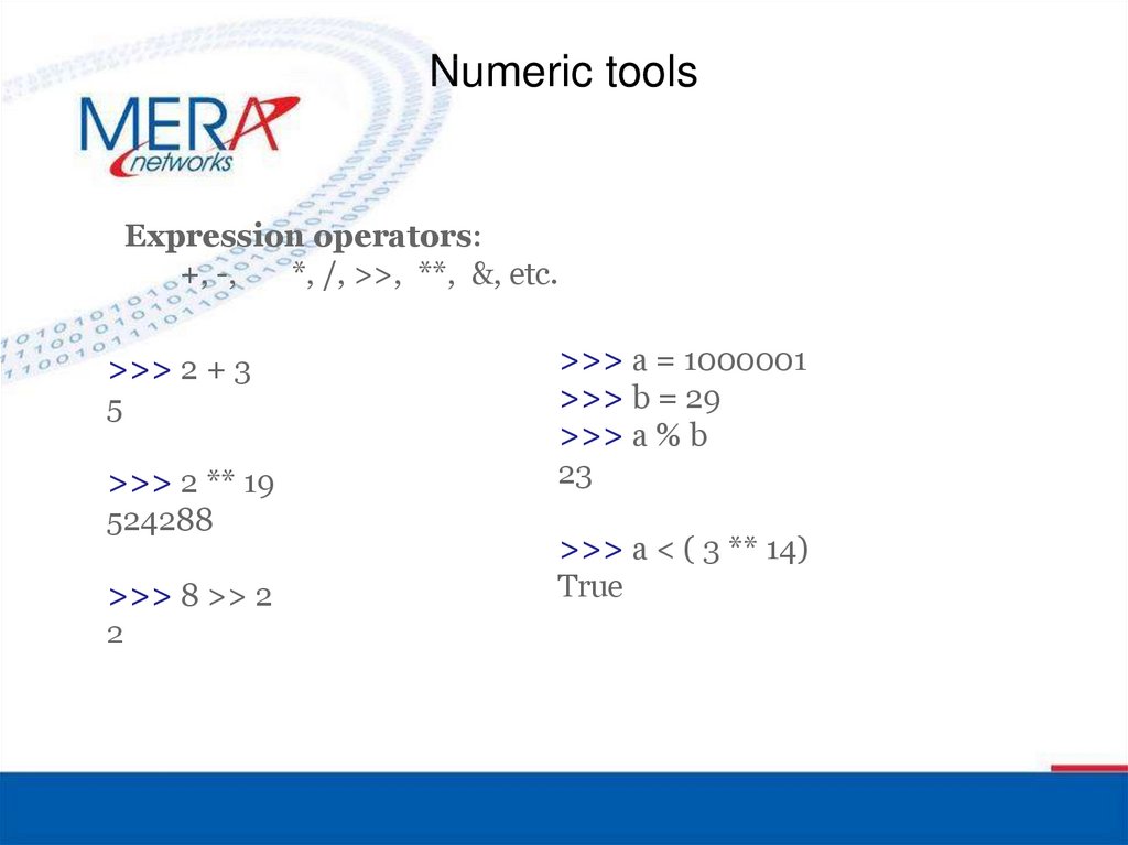 Numeric tools