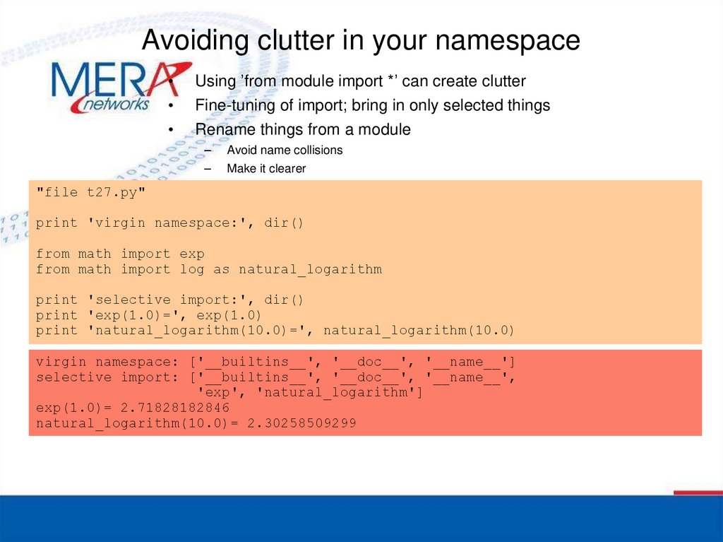 Avoiding clutter in your namespace