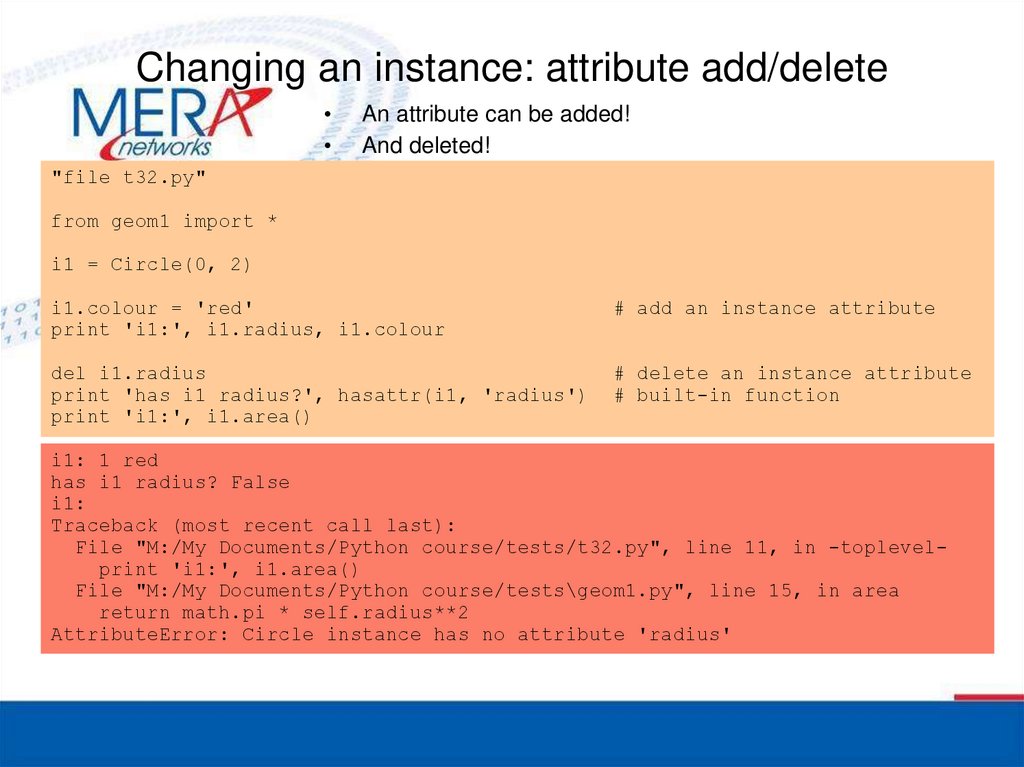 Changing an instance: attribute add/delete