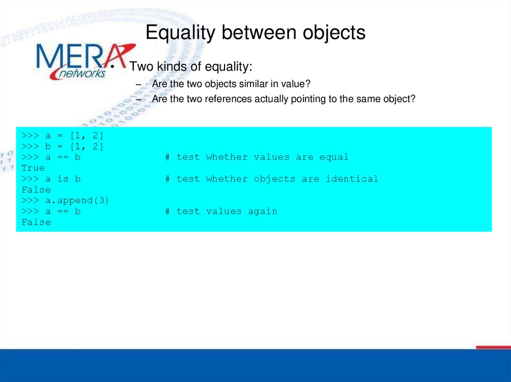 Equality between objects