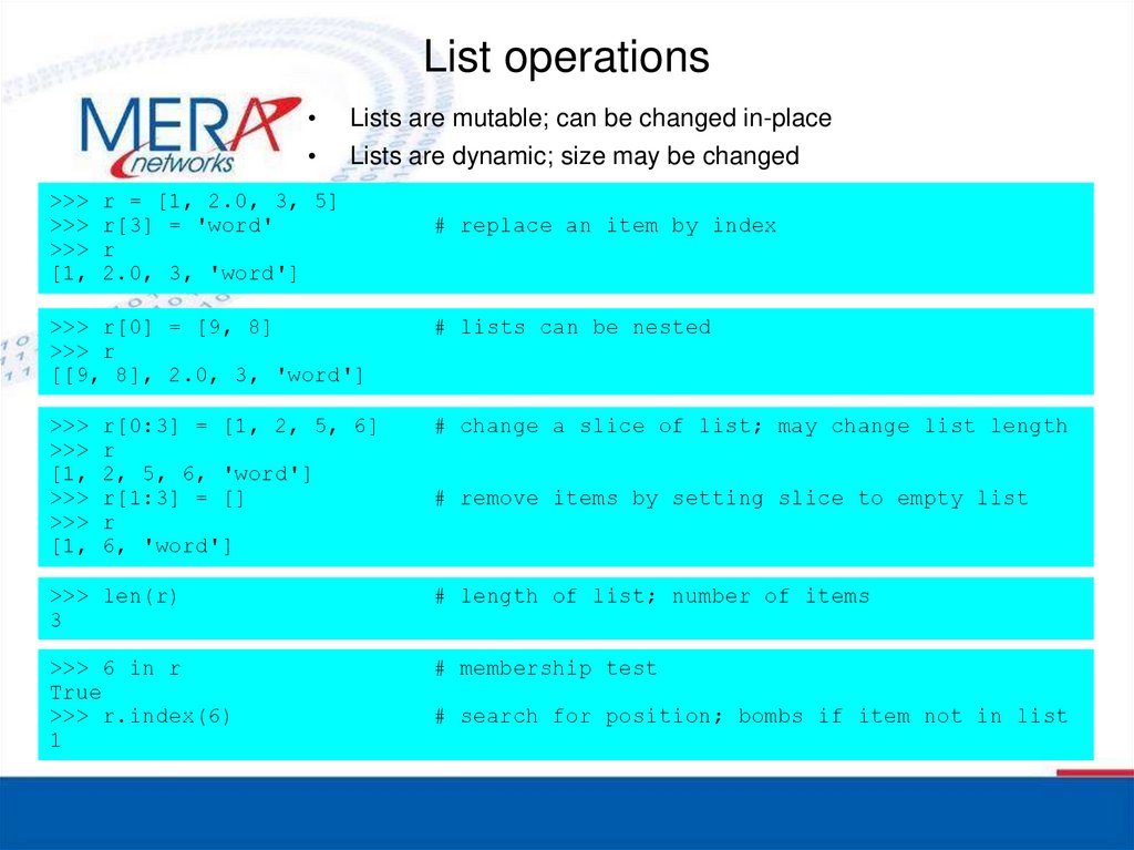 List operations