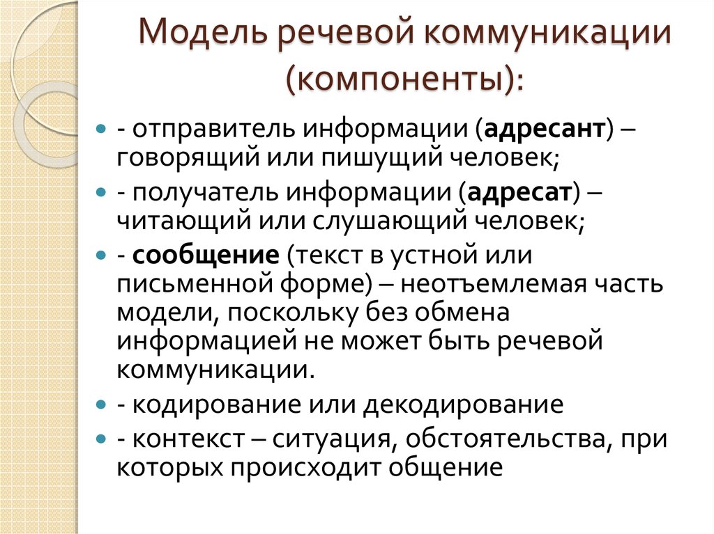 Условия речевой