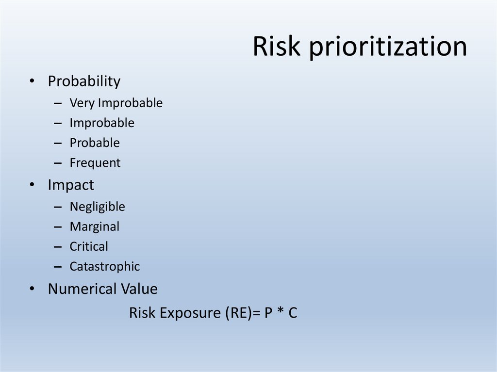 Risk prioritization