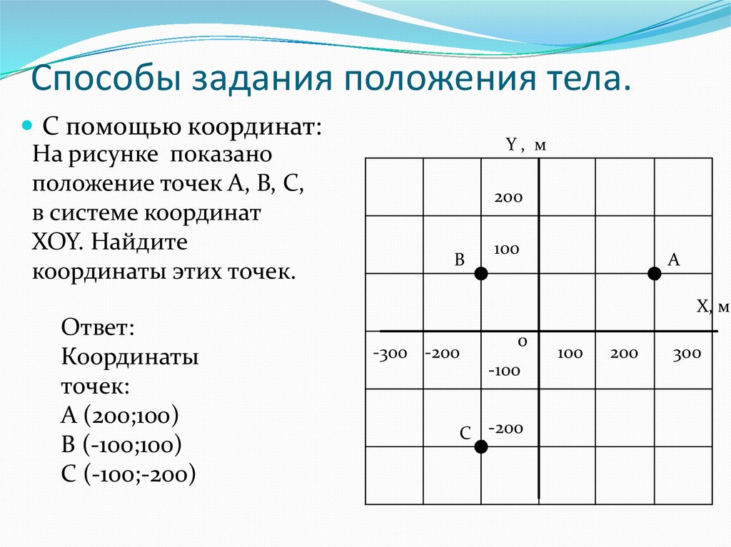 Задание положения тела. Способы задания положения тела. Способы задания координат. Задание положения точки с помощью координат. Задачи на положения точки с помощью координат.