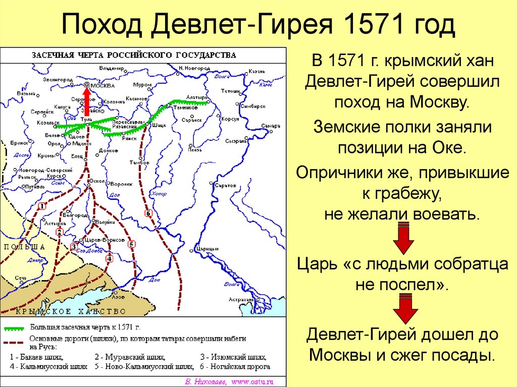 Походы девлет гирея на москву 1571 1572 карта