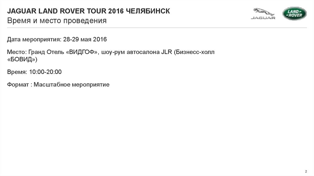 Время и место проведения