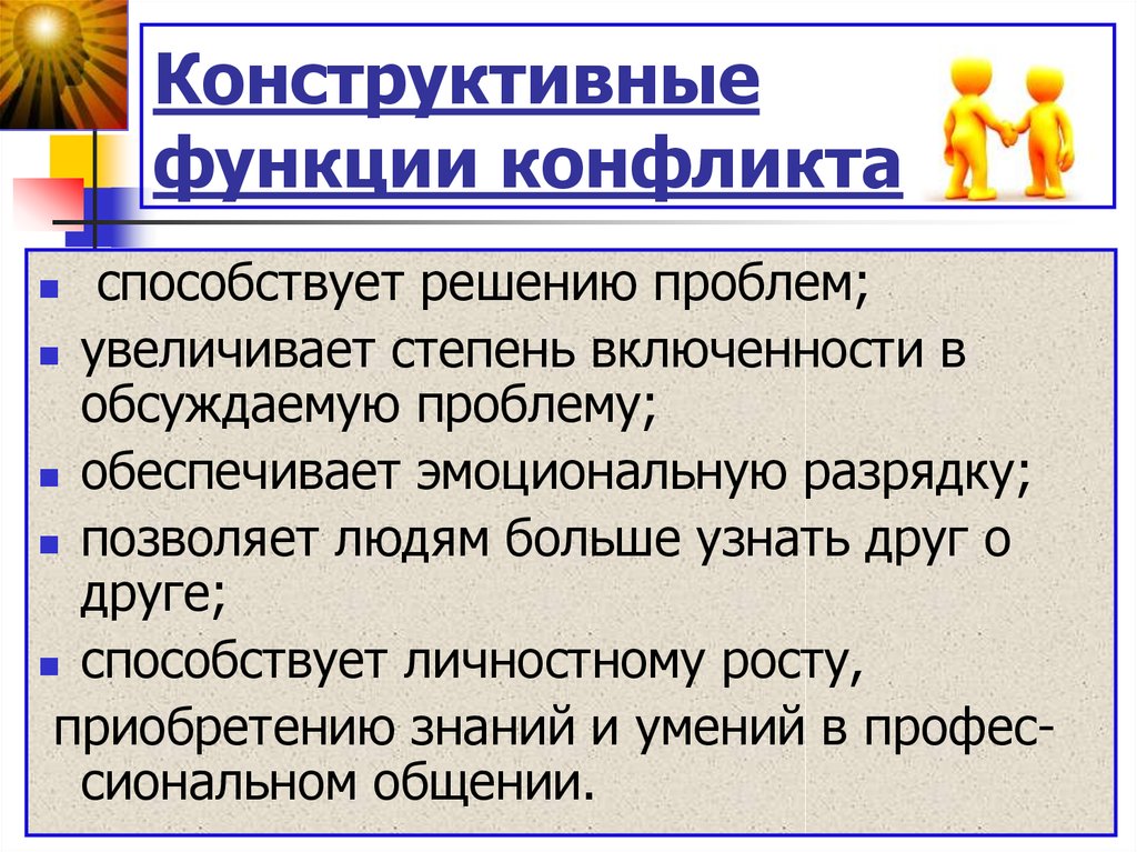 Контрольная работа по теме Конструктивные функции конфликта