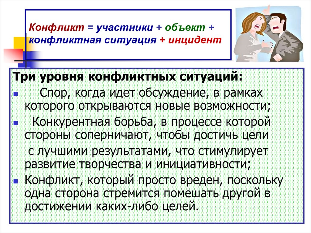 Конфликт статусов. Конфликт = участники + объект + конфликтная ситуация + инцидент. Структура конфликта инцидент. Инцидент конфликта пример. Конфликтная ситуация и инцидент примеры.