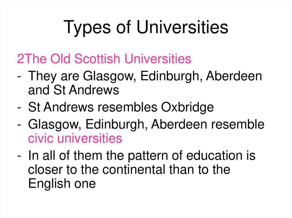 Types of Universities
