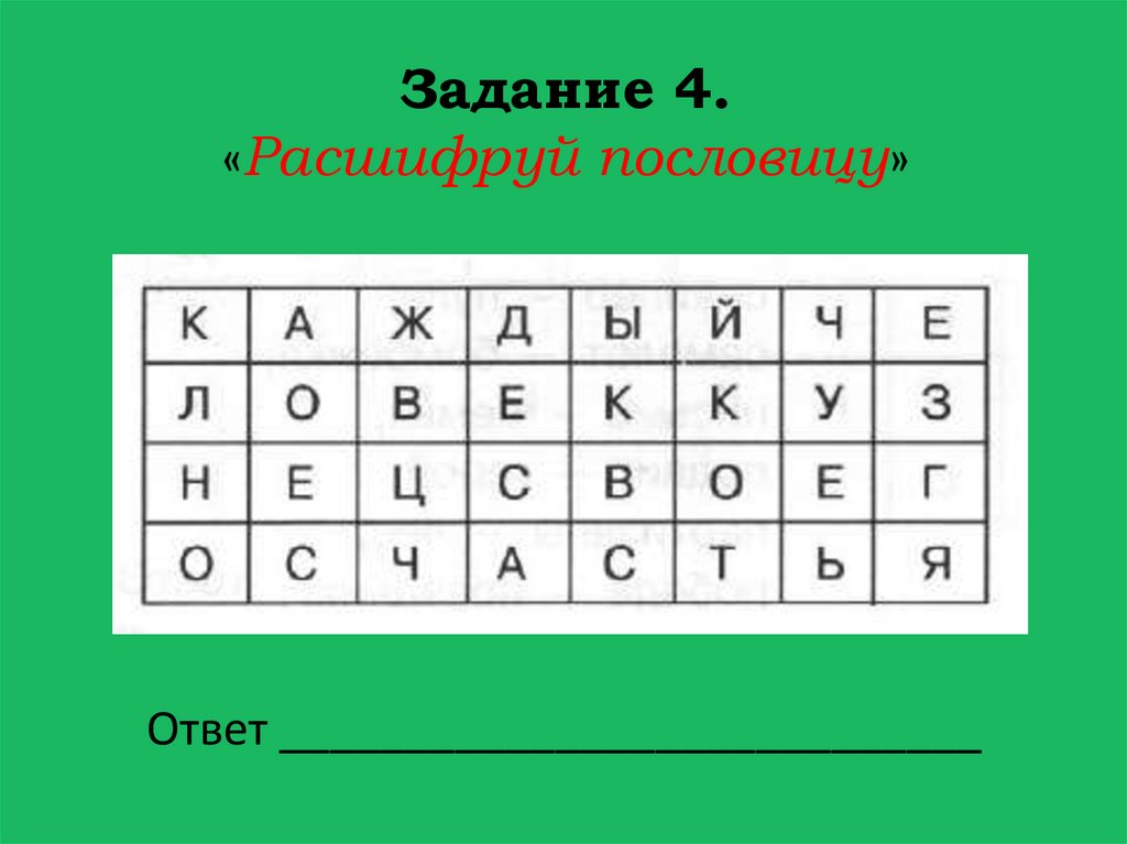 Расшифруй пословицу по картинкам