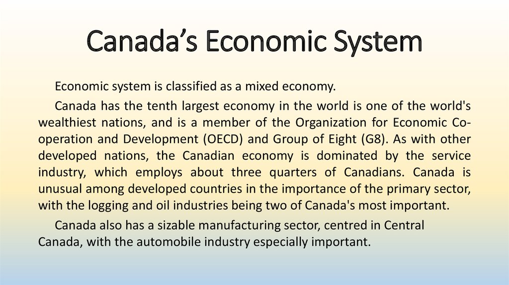 Canada’s Economic System