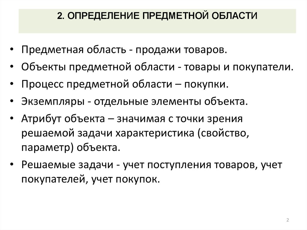 Как определить предметную область проекта