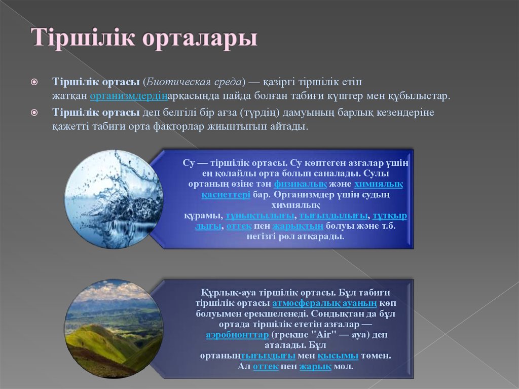 Тірі ағзалардың қоршаған орта жағдайларына бейімделуі презентация