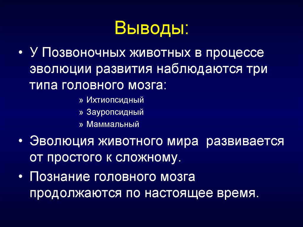 Вывод эволюции. Вывод о позвоночных животных. Вывод об эволюции головного мозга позвоночных животных. Эволюция нервной системы у животных вывод. Вывод об эволюции нервной системы позвоночных животных.