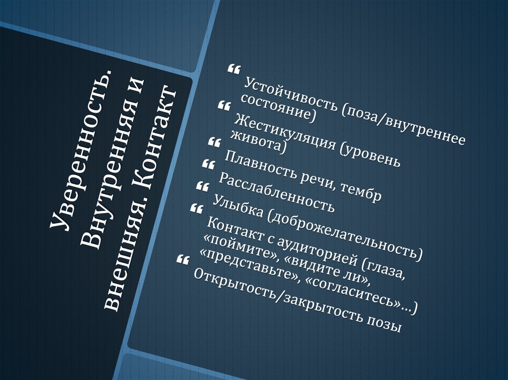 Уверенность. Внутренняя и внешняя. Контакт