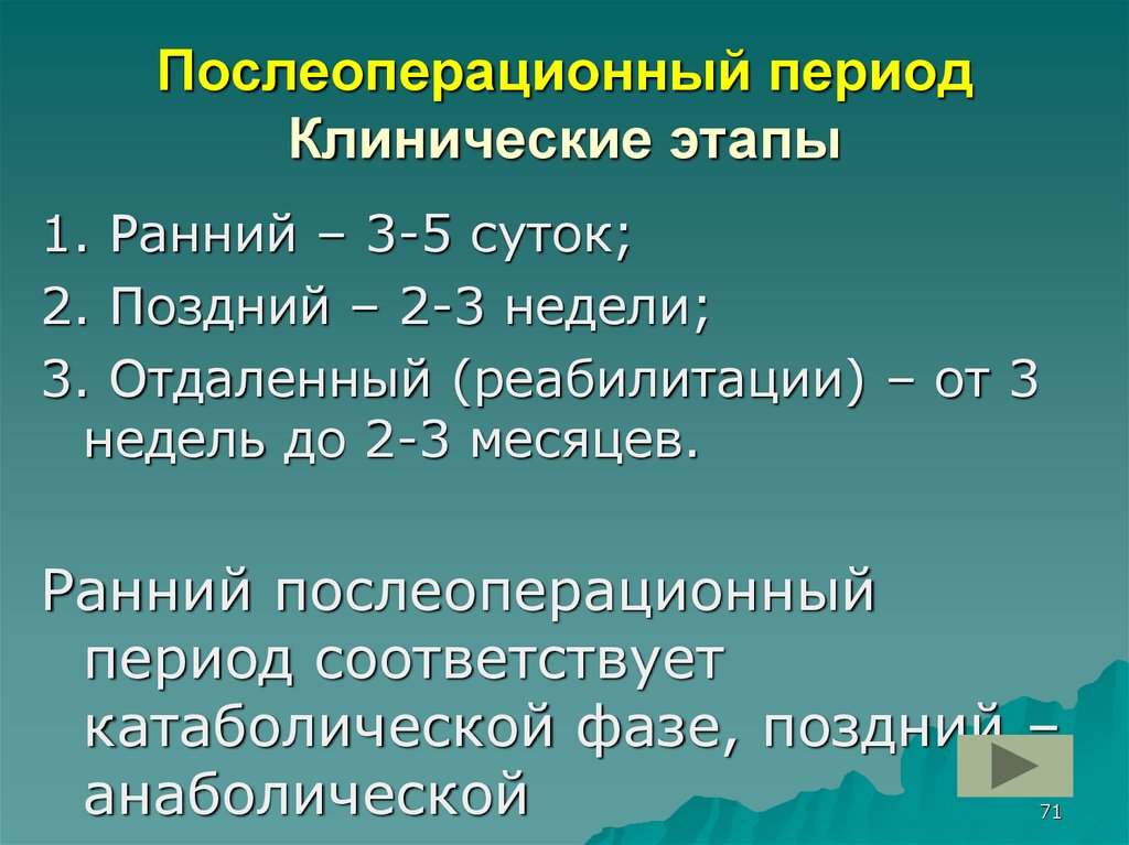 Период этап. Этапы послеоперационного периода. Ранний послеоперационный период. Ранний послеоперационный период сроки.