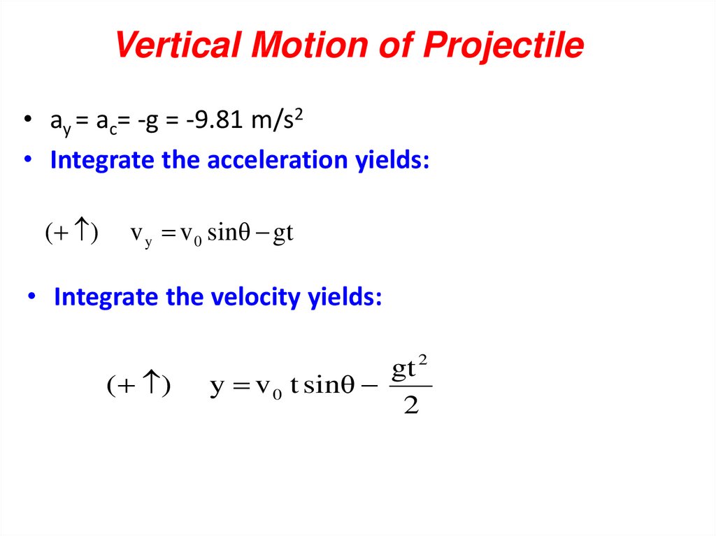 Vertical Motion of Projectile