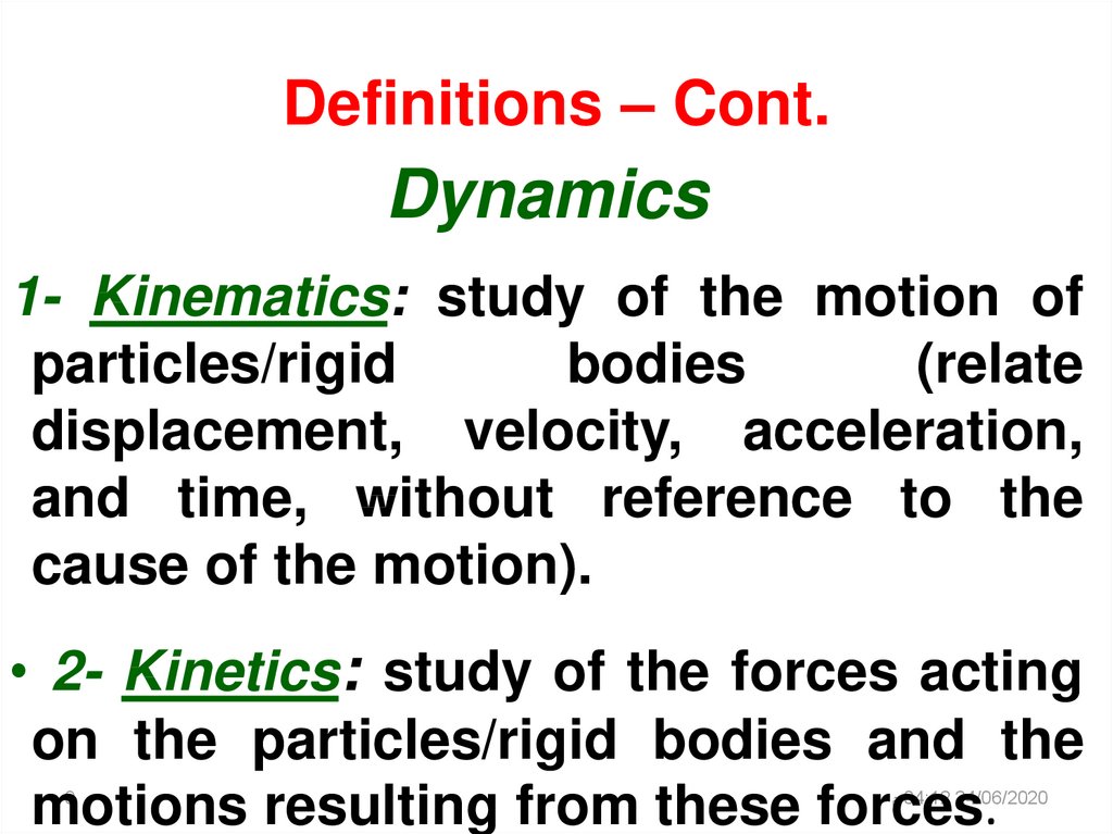 Engineering Mechanics Part II Dynamics Lectures 1 3 Online 
