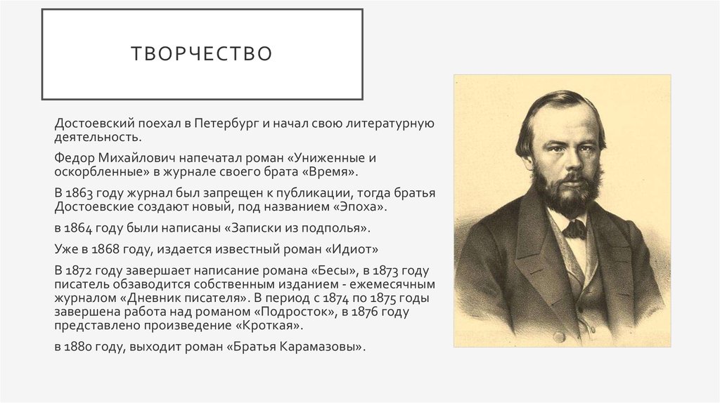 Презентация про достоевского биография и творчество