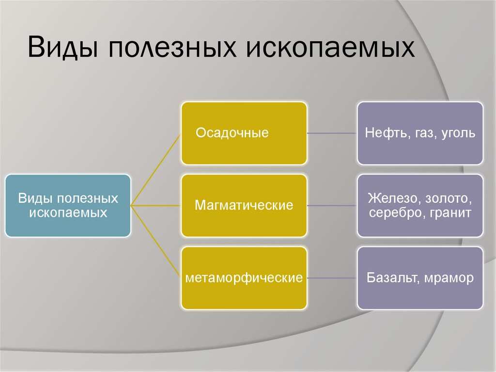 Виды полезных ископаемых