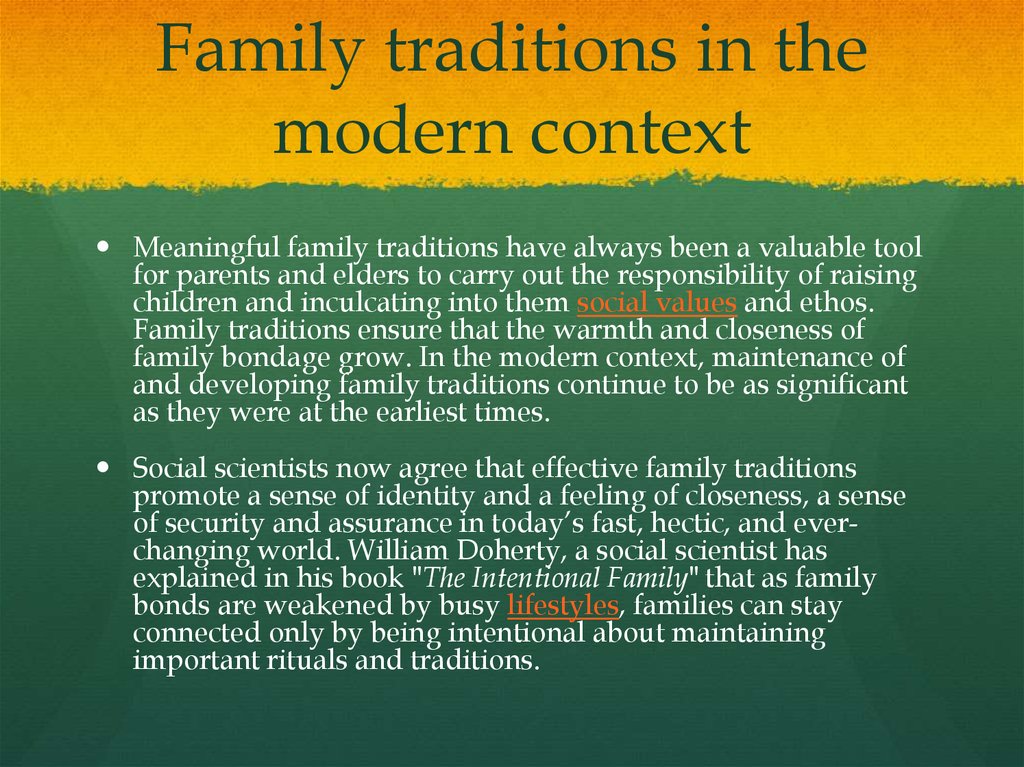 Family traditions in the modern context