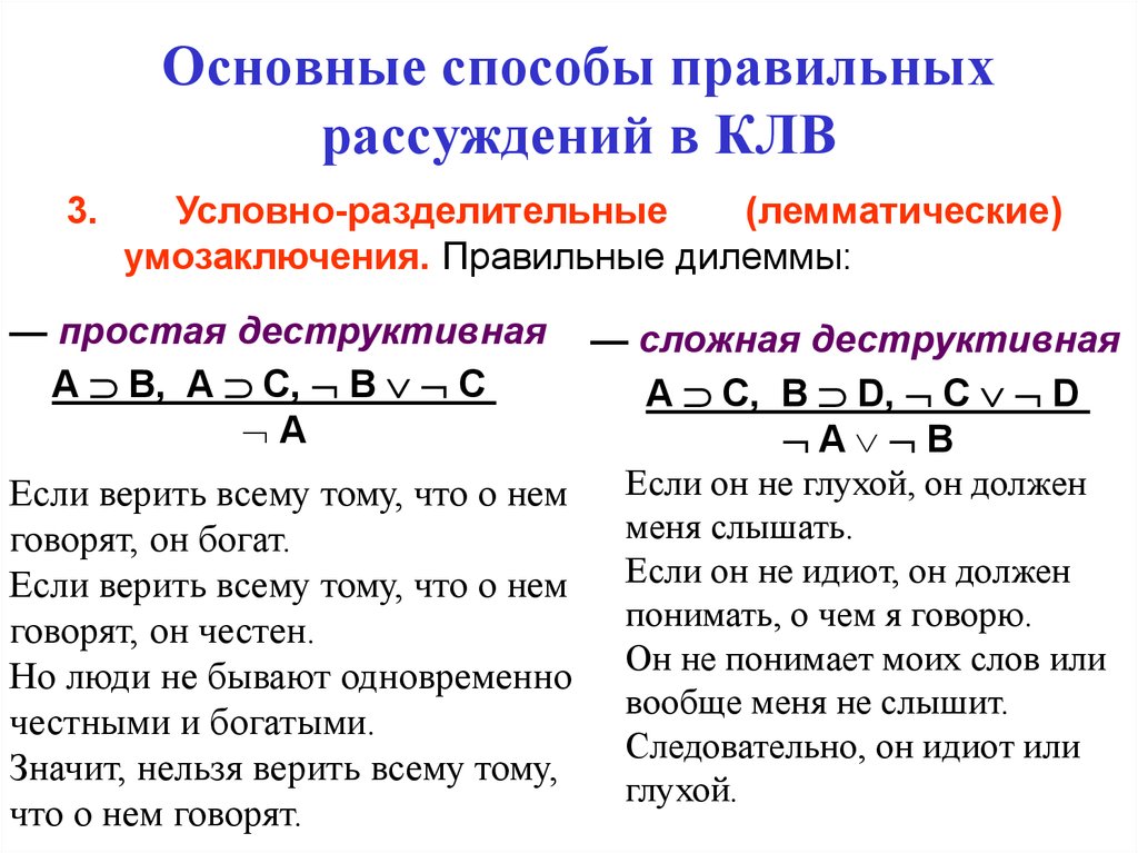 Теория логики. Простейшие схемы правильных рассуждений. 11.Основные способы правильных рассуждений в КЛВ.. Основные схемы логически правильных рассуждений. Доказательство схемы логически правильных рассуждений.