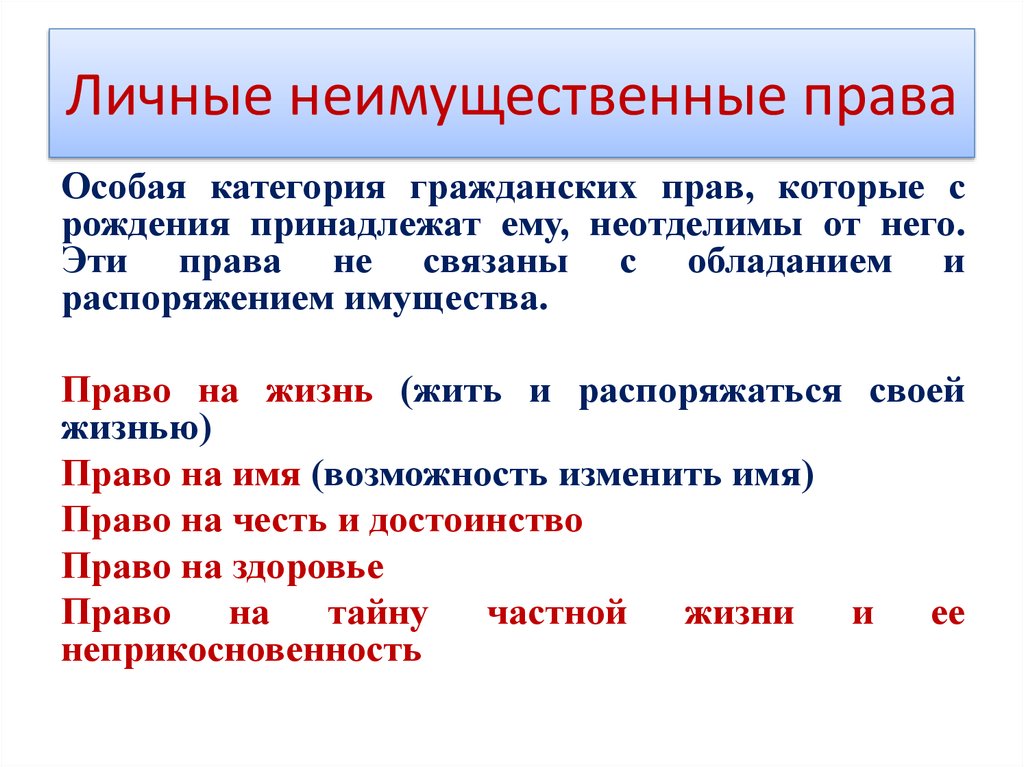 Презентация личные неимущественные права граждан честь достоинство имя