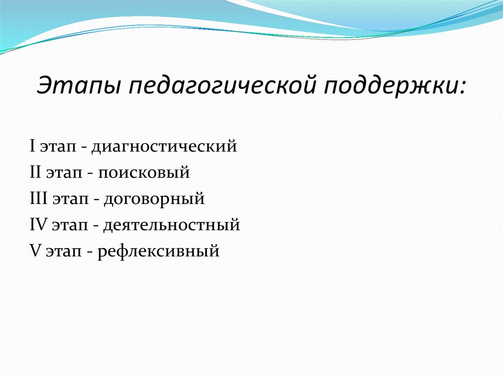 Этапы педагогической поддержки: