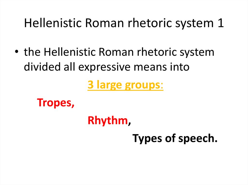 Hellenistic Roman rhetoric system 1