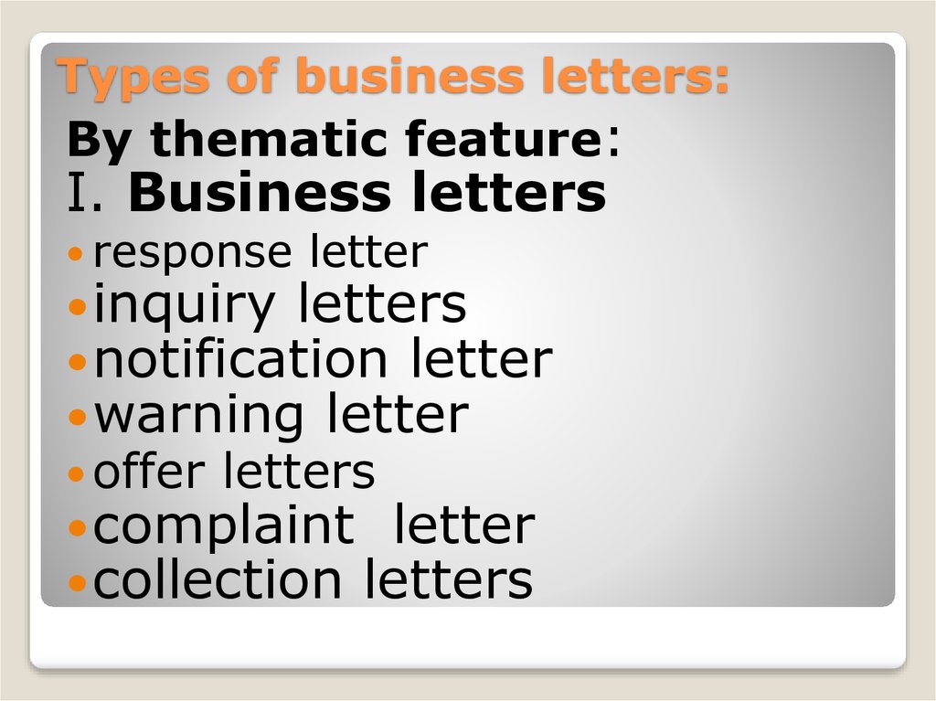 Types of business letters: