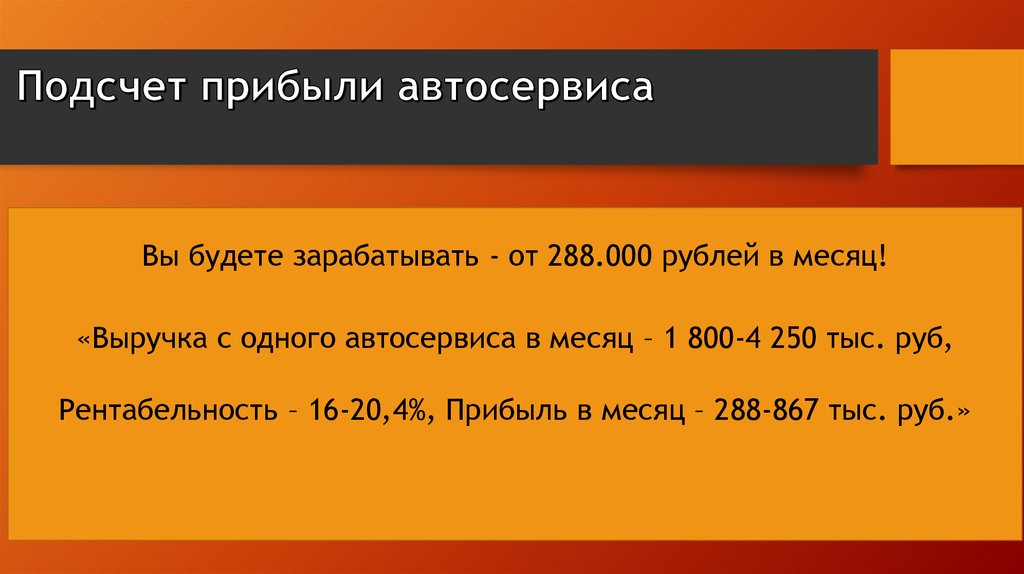 Бизнес план автомастерской презентация